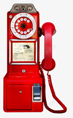 电话亭红色欧式复古电话机高清图片