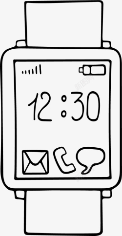 时间显示屏电子手表简笔画图案高清图片