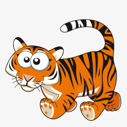 橙色颜料版卡通老虎动物矢量图高清图片