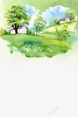 清新风景插图树木家乡山区高清图片