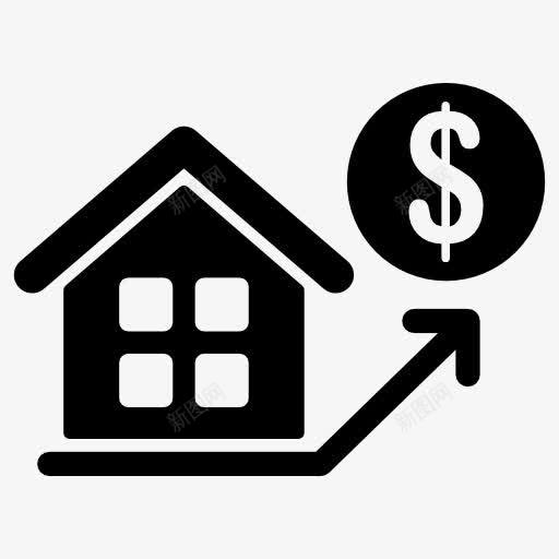房价上涨图标png_新图网 https://ixintu.com 增加 家居 建筑 房地产 房子 箭头 美元符号