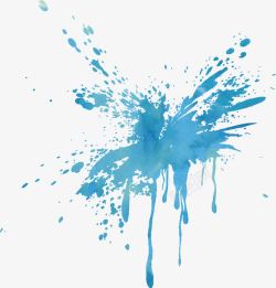 水彩水滴手绘蓝色水滴水渍高清图片