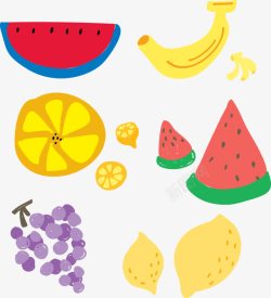 水果雨手绘糖果色水果高清图片