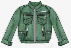 绿色抓绒夹克手绘风格男式夹克高清图片