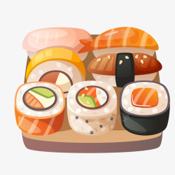 彩色日式料理卡通寿司矢量图高清图片