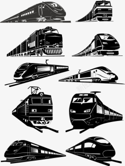 黑白火车矢量图素材