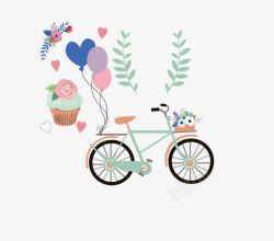 漂亮的花盆卡通自行车高清图片