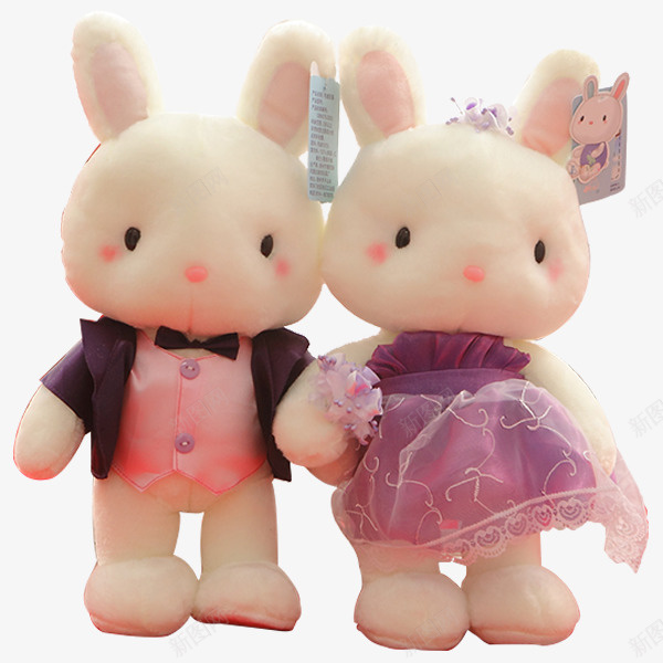 可爱兔子情侣娃娃png免抠素材_新图网 https://ixintu.com 产品实物 可爱兔子 婚庆 婚礼 结婚小人