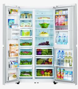 冰箱保鲜盒实物打开的冰箱高清图片