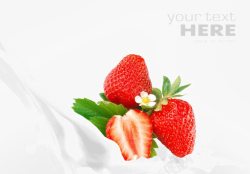 猕猴桃奶昔创意草莓奶油广告高清图片
