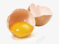 蛋壳破碎逼真手绘鸡蛋高清图片