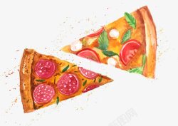 意大利披萨标签手绘披萨美食意大利高清图片