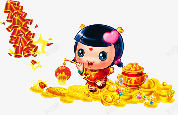 红色卡通元宝女孩png免抠素材_新图网 https://ixintu.com 元宝 女孩 女生 新年 新年快乐 春节 春节快乐 红色女孩