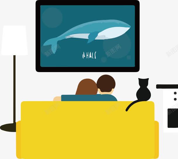 卡通在客厅看电视的情侣矢量图ai免抠素材_新图网 https://ixintu.com AI 一家人看电视 卡通 坐着看电视 客厅 情侣 猫 看电视 矢量图