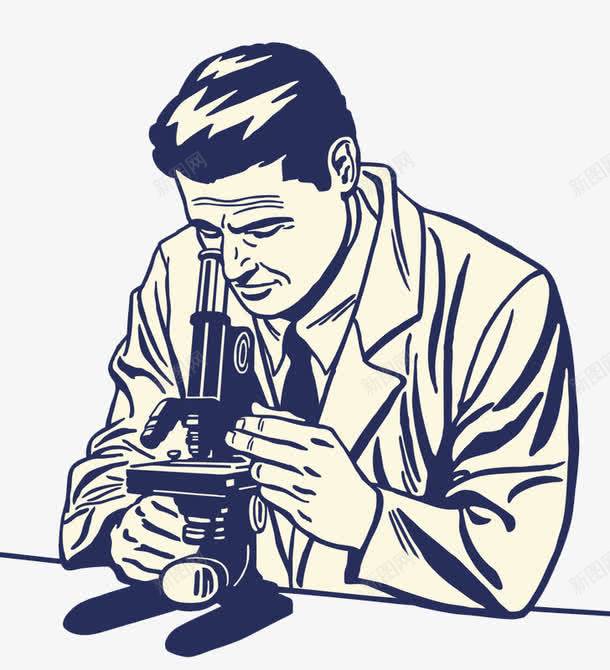实验室里的老师png免抠素材_新图网 https://ixintu.com 化学 复古风 实验室插画 放大镜 显微镜 研究 科学 线条 责任