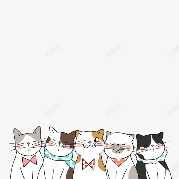 手绘可爱的宠物猫咪png免抠素材_新图网 https://ixintu.com 创意 动物设计 卡通 可爱 宠物 手绘 猫咪