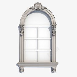 复古窗雕椭圆形欧式白色花纹雕花窗户高清图片
