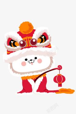 舞狮装饰可爱猫咪贺新年高清图片