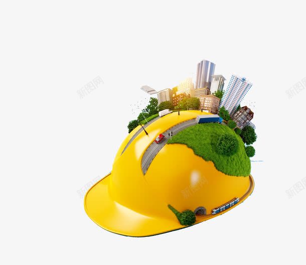 安全帽png免抠素材_新图网 https://ixintu.com 上班族 城市 安全安心 安全帽 家园 工人 建筑 绿色