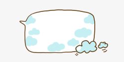 蓝色猪简笔画可爱卡通矩形对话框高清图片
