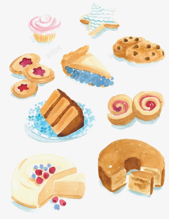 卡通甜食png免抠素材_新图网 https://ixintu.com 卡通 手绘 插画 烘焙 甜点 纸杯蛋糕 美食 蛋糕卷
