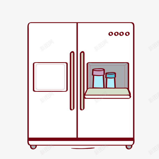 手绘线条冰箱双开门png免抠素材_新图网 https://ixintu.com 冰箱门 几何线条 双开门 扁平化 扁平化门 手绘 把手 瓶子 线条手绘 门