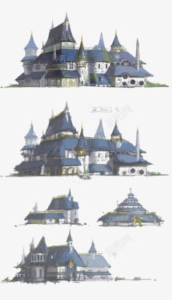 古建筑物立体插画欧式建筑高清图片