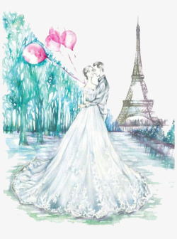 紫色乐谱架子卡通婚纱照高清图片
