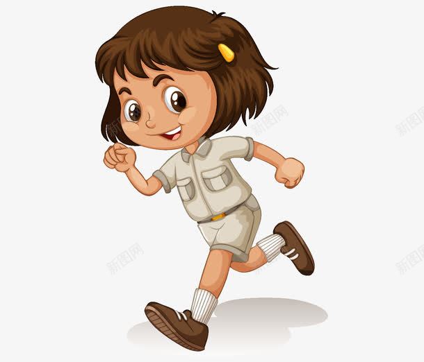 手绘奔跑的小女孩png免抠素材_新图网 https://ixintu.com 卡通手绘 可爱 奔跑 女孩 女生 学生 孩子 微笑 水彩 短发