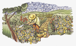 冲施肥正在果园浇花的果农高清图片