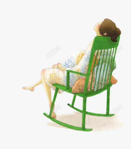 躺在摇椅上的孕妇png免抠素材_新图网 https://ixintu.com 享受生活 准妈妈 卡通人物 安逸 怀孕 绿色摇椅