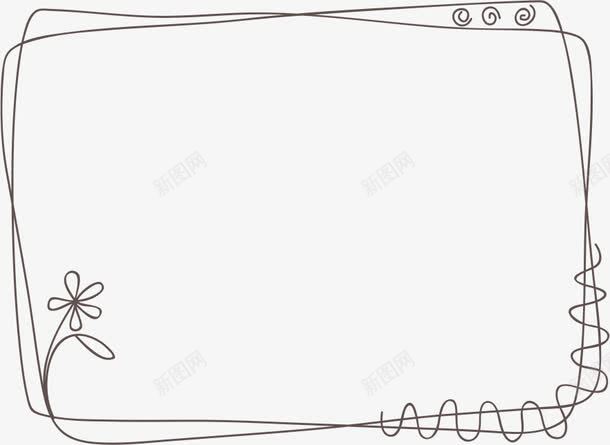 花卉边框png免抠素材_新图网 https://ixintu.com AI 卡通 可爱 底纹 手绘 曲线 线条 花朵 边框 黑色