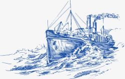 素描轮船手绘轮船矢量图高清图片