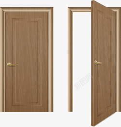 两个木头的门矢量图素材