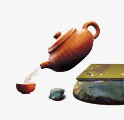 围棋文化创意往茶杯中倒茶高清图片