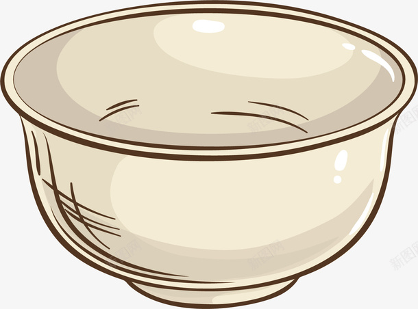 卡通手绘白色的碗矢量图ai免抠素材_新图网 https://ixintu.com 创意 卡通手绘 器皿 白色 碗 线条 食物 矢量图