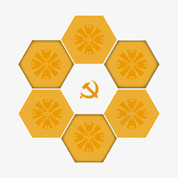 多边形组成金黄色蜂巢党建图标高清图片
