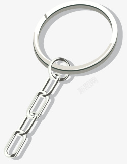 白色钥匙银白色锁链样式钥匙扣高清图片