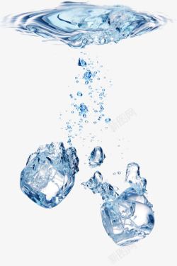 结冰的水块水中的冰块高清图片