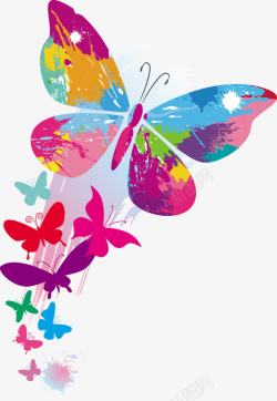色彩斑斓蝴蝶花纹图案素材