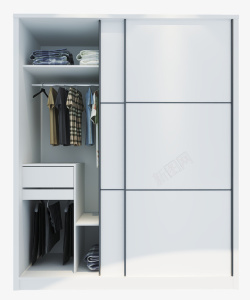 整体组装现代黑白色移门衣柜高清图片