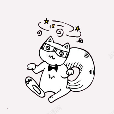 星星气球简笔画卡通猫咪眩晕图标图标