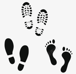 脚印痕迹黑色脚印和鞋印图标高清图片