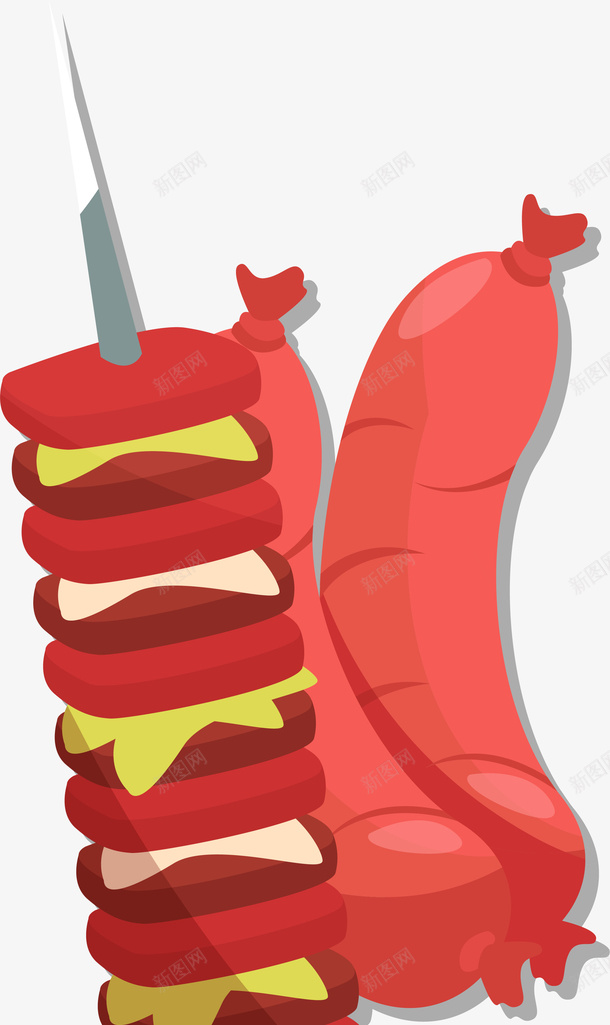 扁平化餐饮美食烤肉png免抠素材_新图网 https://ixintu.com 卡通 扁平化 烤串 烤肠 烧烤 矢量图案 美食餐饮