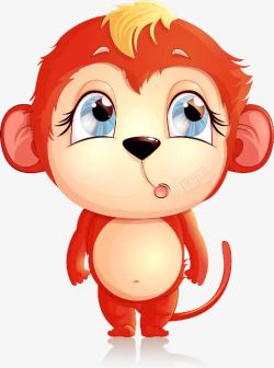 卡通可爱红色猴子素材