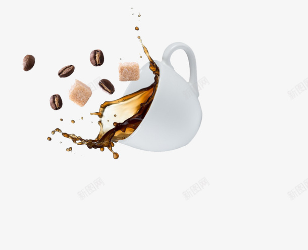 泼酒的咖啡png免抠素材_新图网 https://ixintu.com 咖啡 咖啡杯 方糖 泼洒