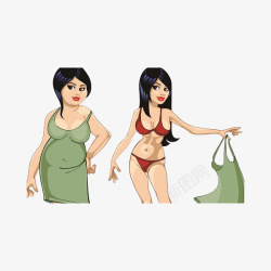 女人站着肥胖对比的女人高清图片
