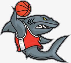 卡通鲨鱼篮球员素材