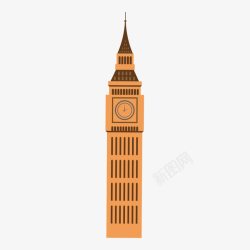 卡通英格兰时钟塔楼建筑旅游景点矢量图素材