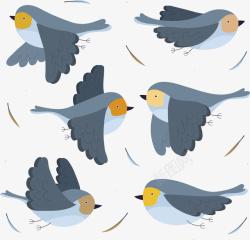 扁平化动物6款卡通飞翔鸟高清图片